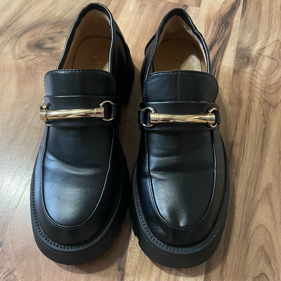 Mudd Meleri chunky horsebit loafers with a gold-tone buckle and lug sole Sz 6 - Picture 3 of 9